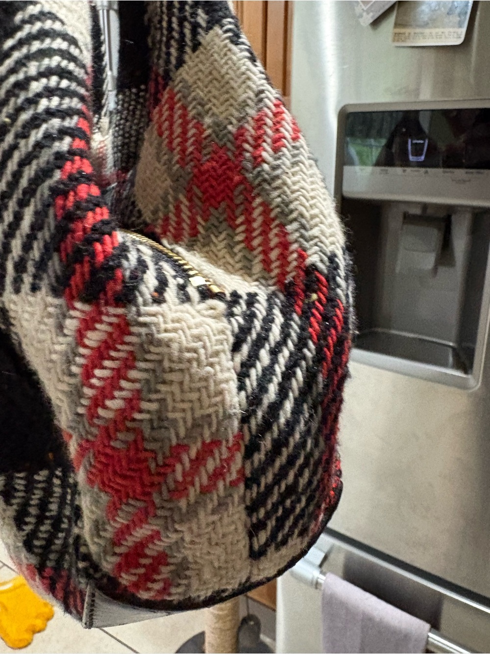 kate spade Black, White & Red Plaid Wool Hobo Bag - Picture 5 of 12